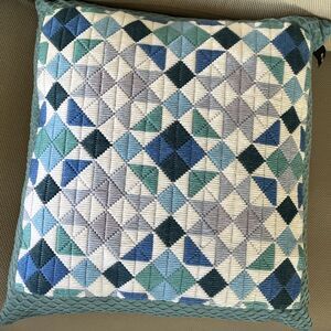 Rodeo Home long stitch decorative throw Feather pillow 18”x16”x5” Blue’s & Gray
